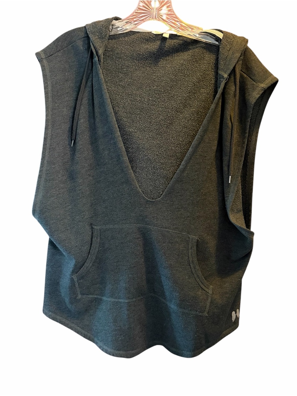 Victoria's Secret Charcoal Sleeveless Hooded V-Neck Pullover